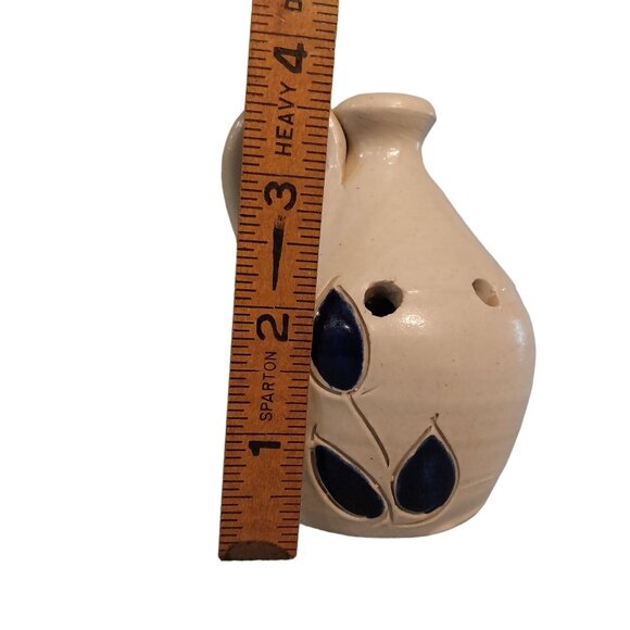 Salt Glaze Flower Frog Williamsburg Pottery Blue and Gray Jug Small Vintage - Picture 7 of 8